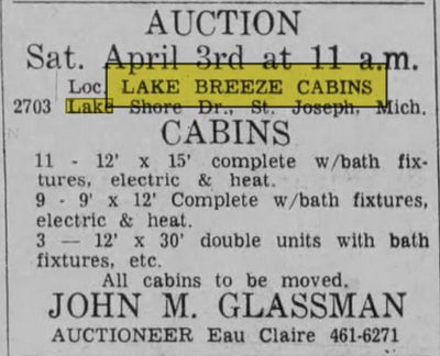 Lake Breeze Motel (Lake Breeze Cabins, Lake Breeze Cabin Court) - Mar 1971 Auction (newer photo)